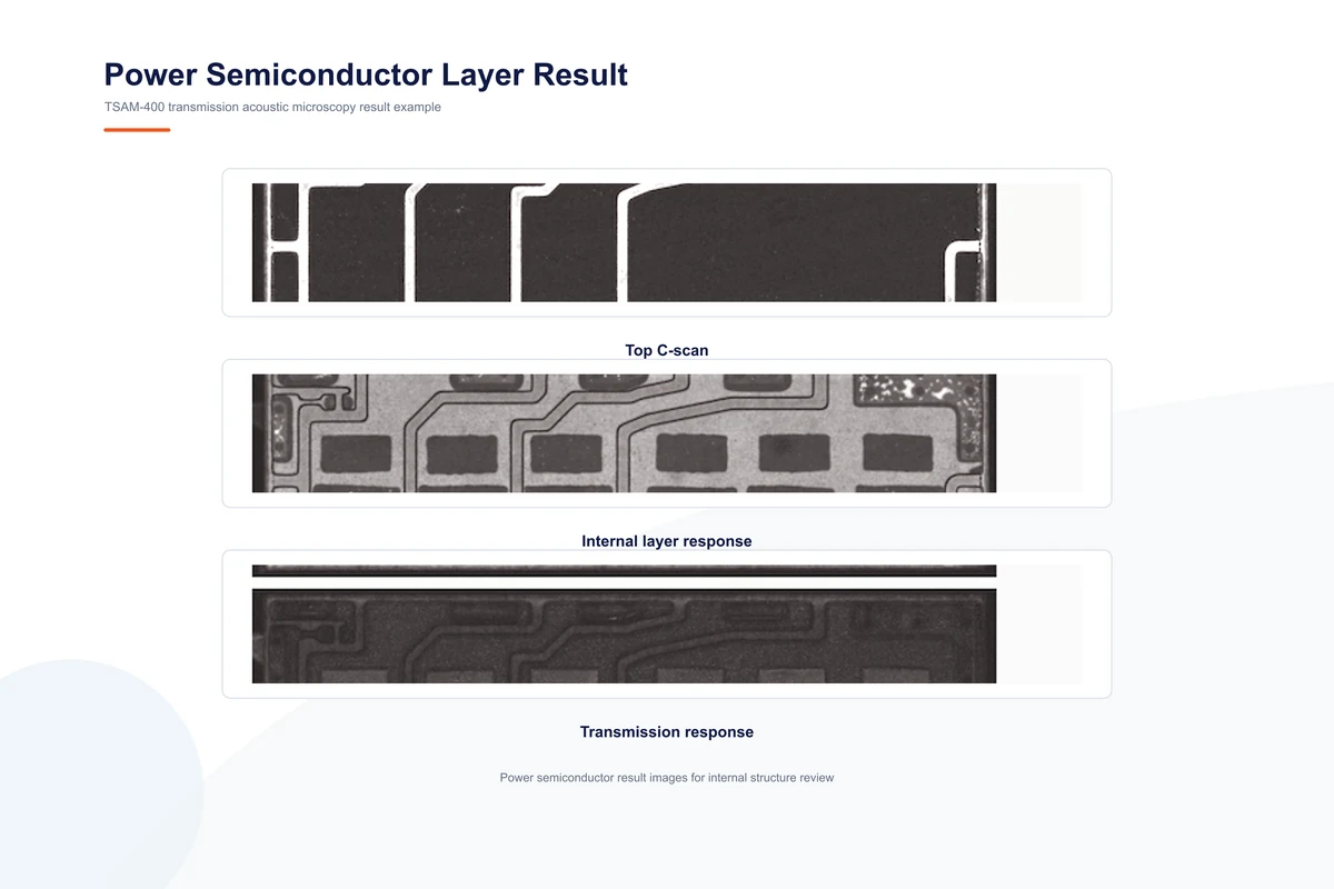TSAM-400 power semiconductor scan result with three internal layer images